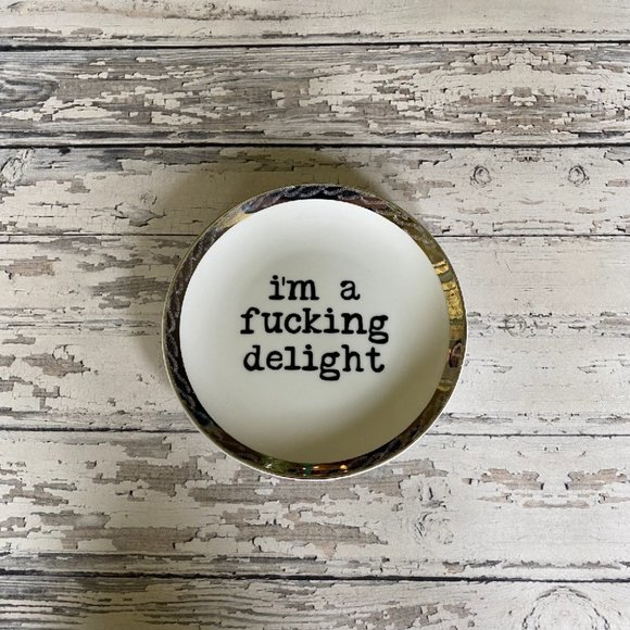 Vintage Upcycled Funny Plates, F*cking Delight, Sarcastic Decor, Country Home De - Picture 1 of 1